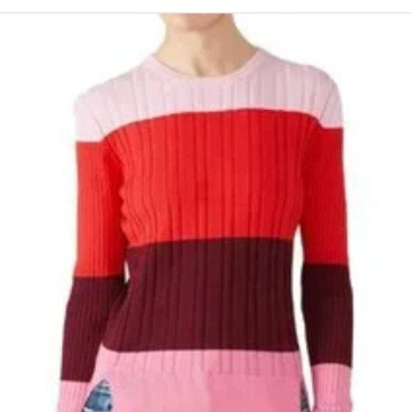 Tome Pink Colorblock Sweater Merino Wool Cotton US 22 3x - Picture 3 of 12
